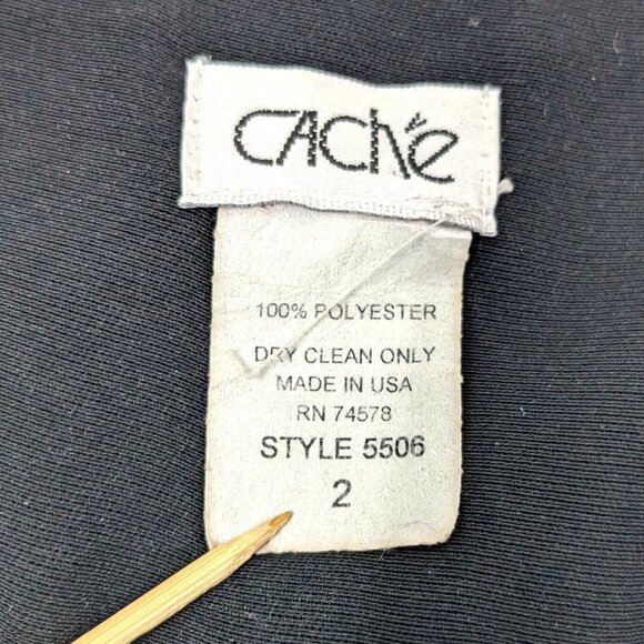 Cache Vintage Split Leg Pants Black Sz 2 Flare Leg 90s Y2K - Picture 9 of 16